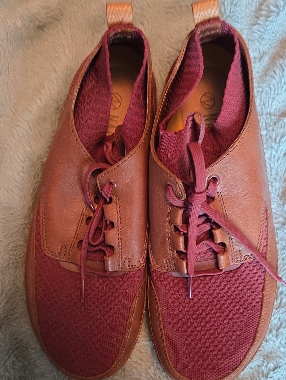 Clarks Men's Burgundy and Brown Leather-Trim Sneakers
